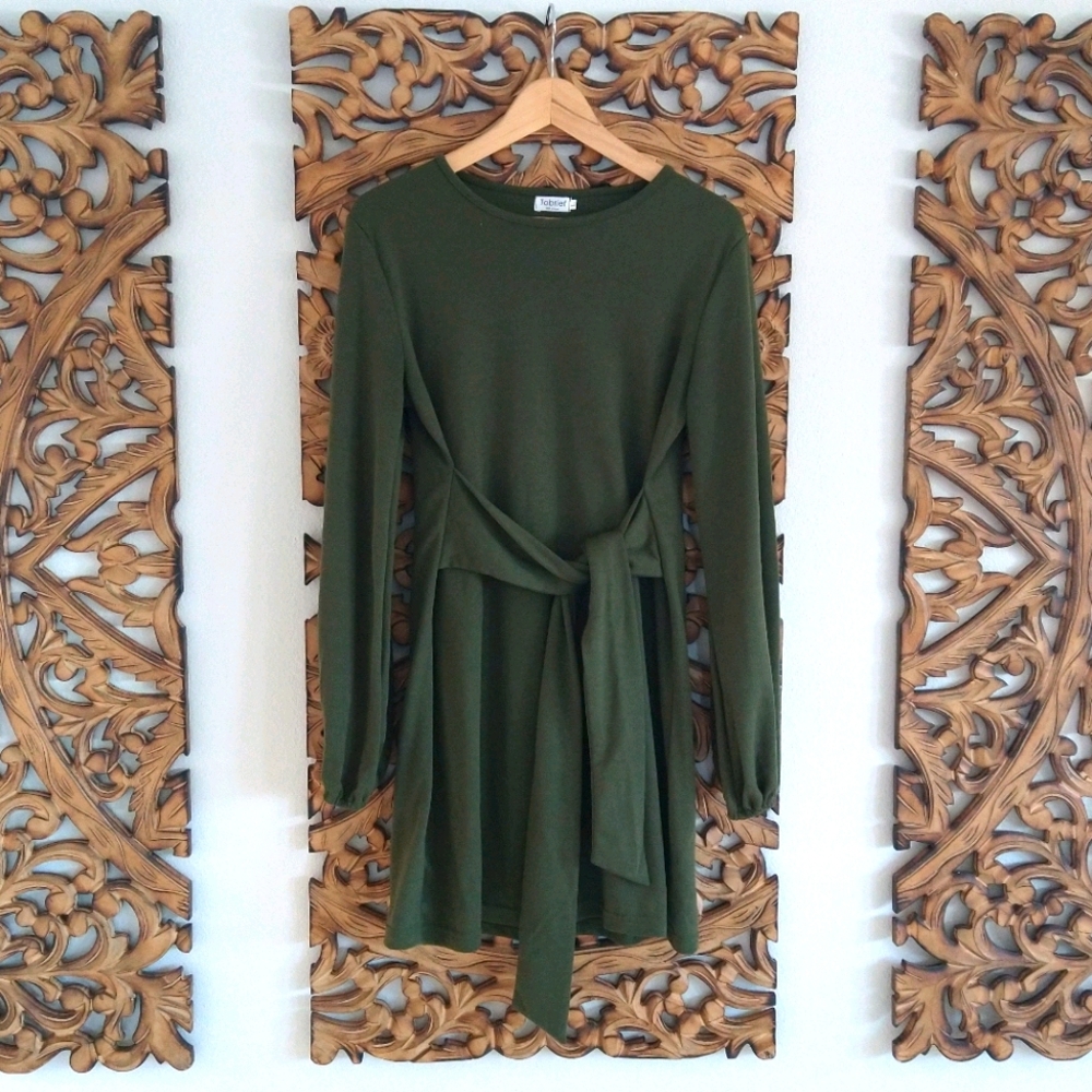 Dark olive army green mini dress